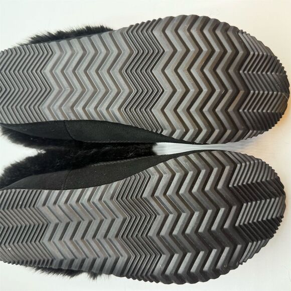SOREL GO- COFFEE RUN WOMEN'S SLIPPER Slip-On Black Faux Fur Size 7 NIB - Picture 7 of 11